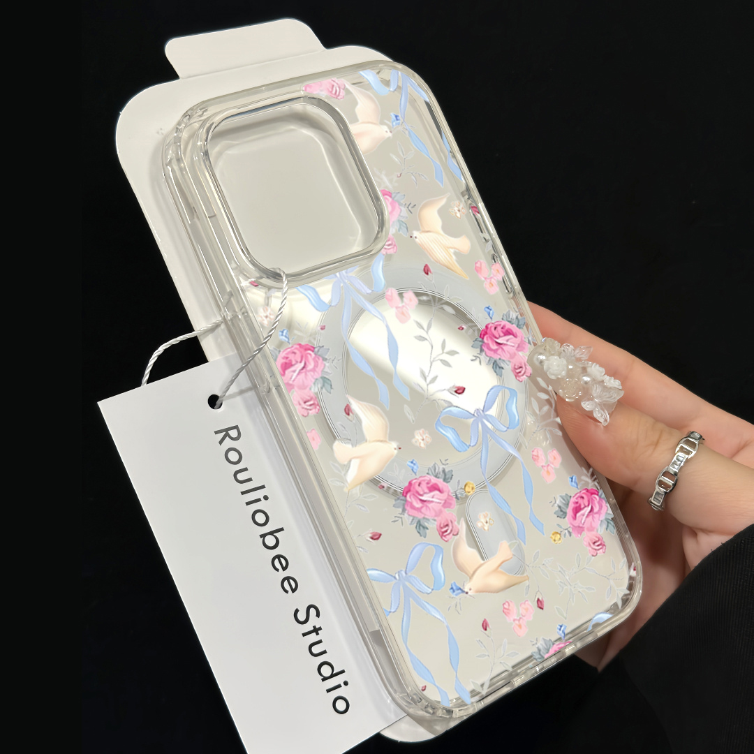 Clear Magsafe Case - INS Flower Bird Bow Case iPhone