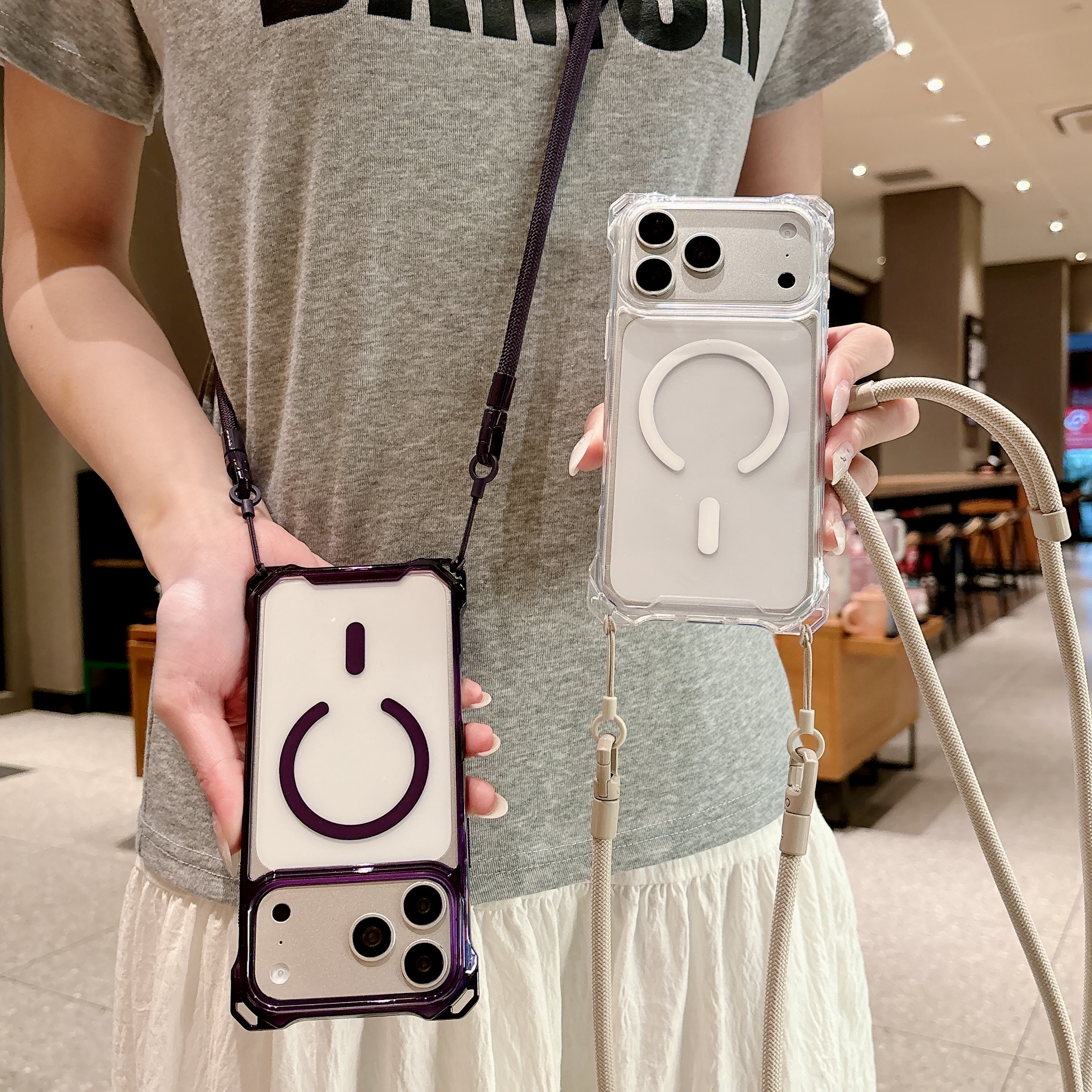 Clear Magsafe Case - Clear Magnetic Lanyard Phone Case For