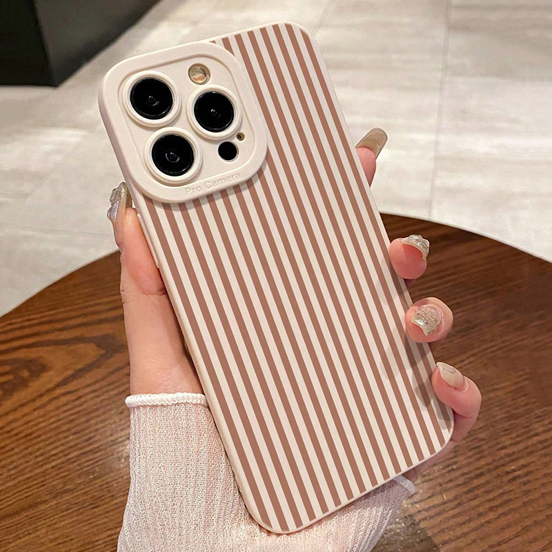 Phone Cases Iphone 16 - Pink Striped Painted Anti-Drop Phone Case