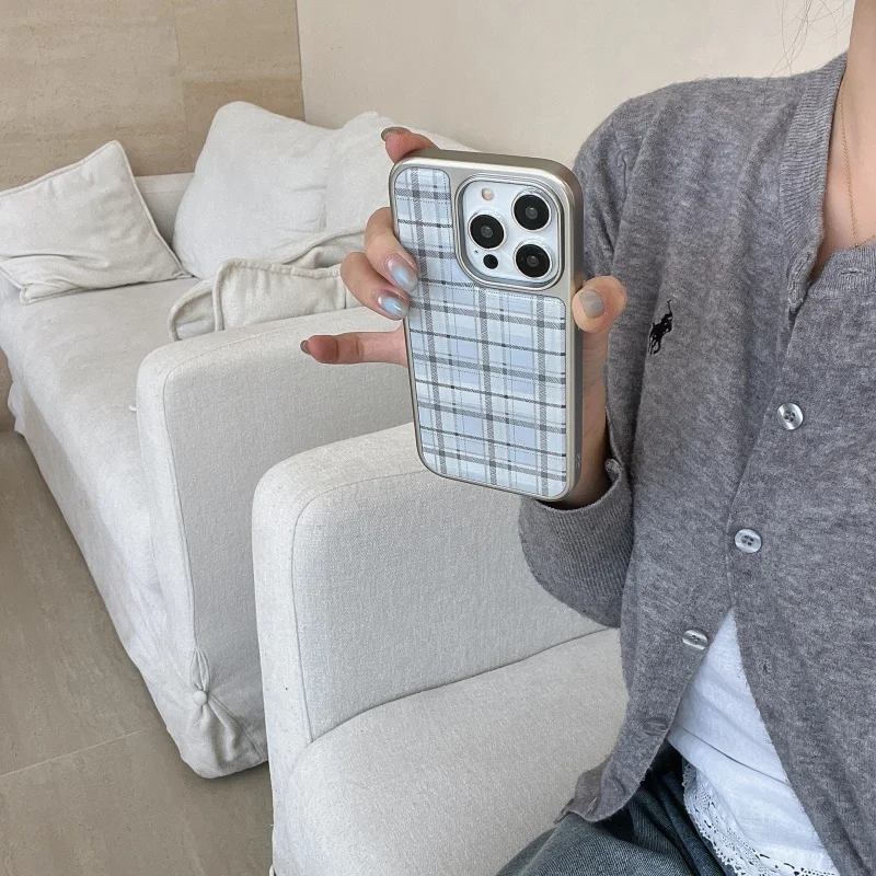 Korean Ins Epoxy Blue Plaid Pa - Phone Cases Y2K recensione e prezzo