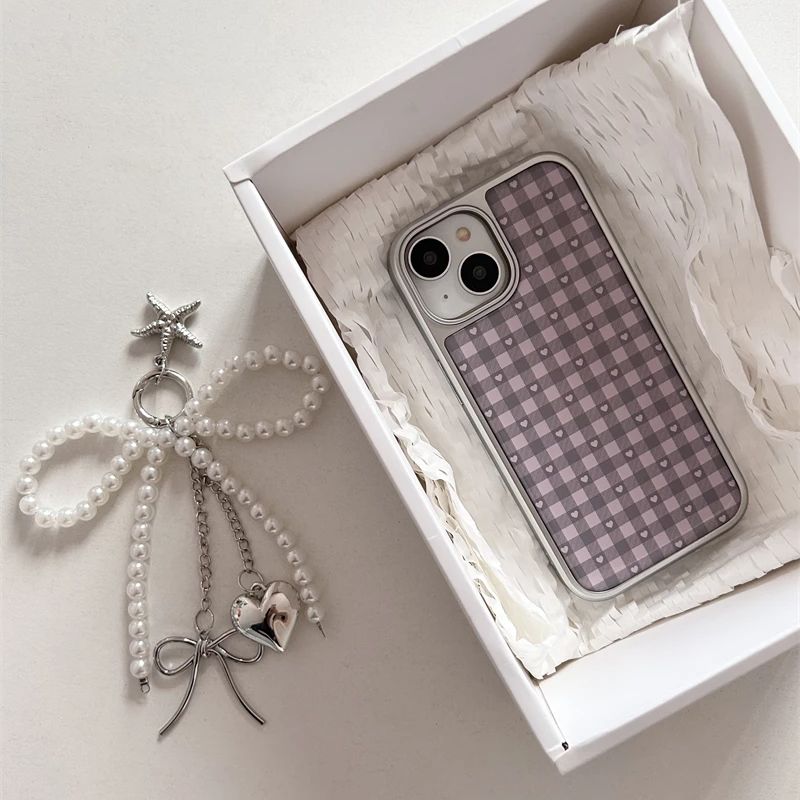 Pink Purple Heart-Shaped Check - Phone Cases Y2K recensione e prezzo