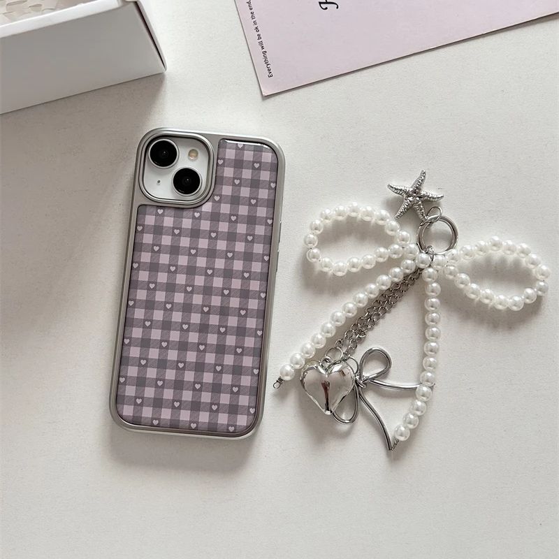 Pink Purple Heart-Shaped Check - Phone Cases Y2K recensione e prezzo