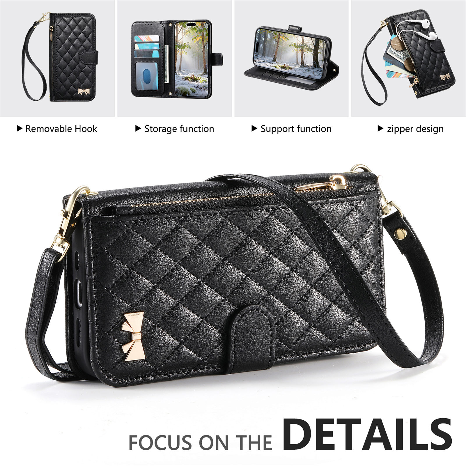 PU Leather Zipper Crossbody Wr - Phone Cases With Loop recensione e prezzo