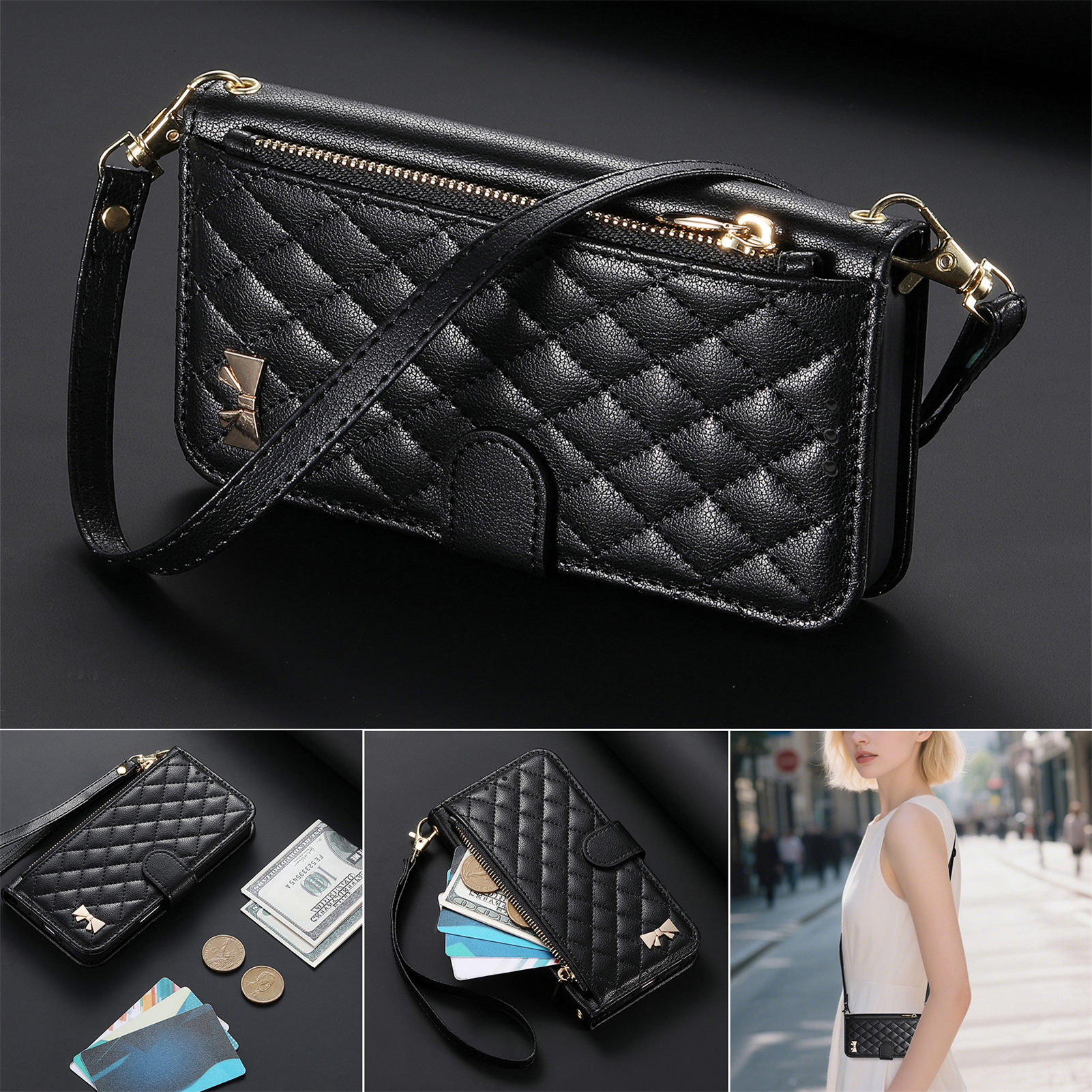 PU Leather Crossbody Flip Wall - Phone Cases With Loop recensione e prezzo
