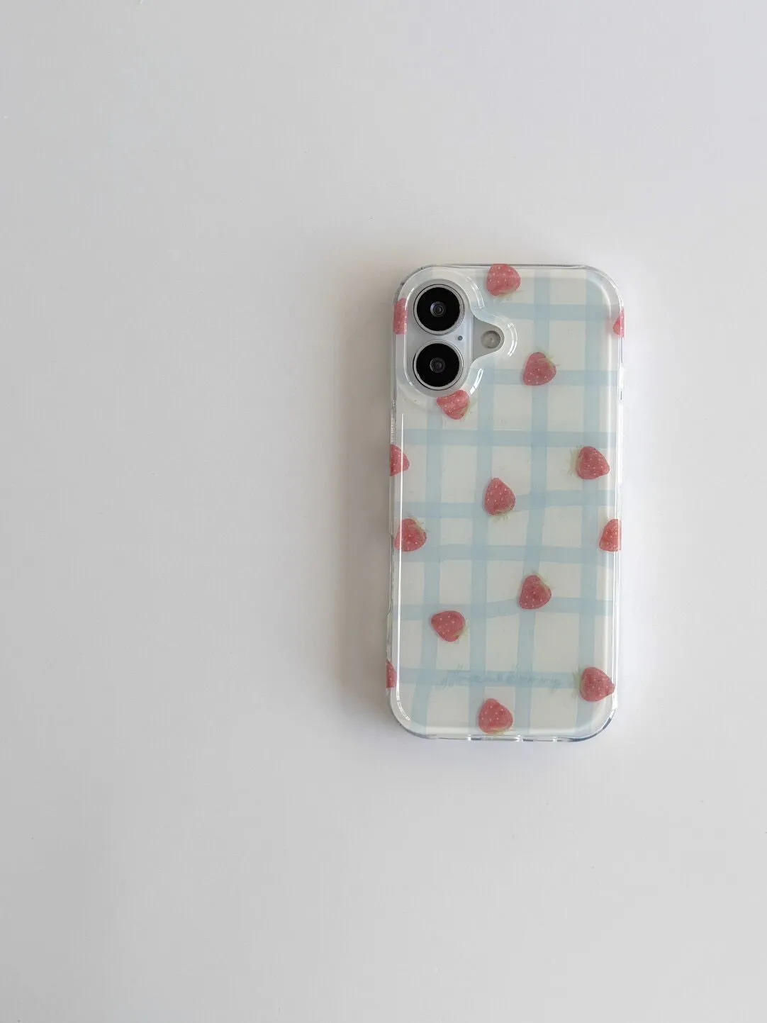Fresh Blue Grid Pattern Strawb - Phone Cases Y2K recensione e prezzo