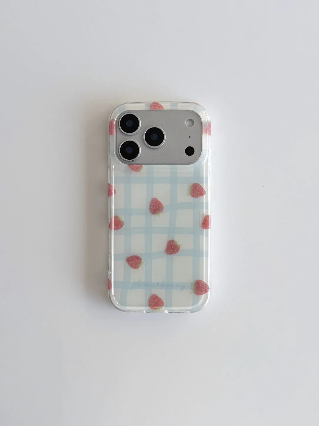 Fresh Blue Grid Pattern Strawb - Phone Cases Y2K recensione e prezzo