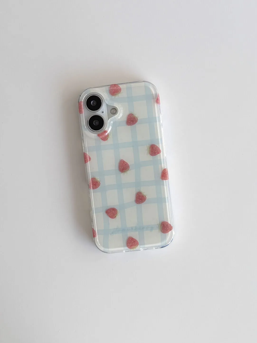 Fresh Blue Grid Pattern Strawb - Phone Cases Y2K recensione e prezzo